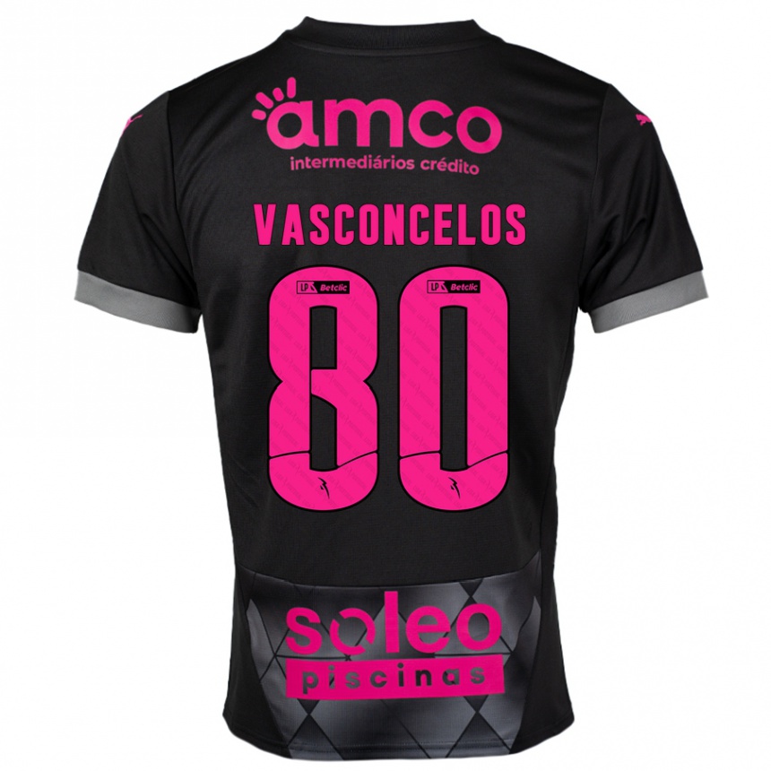 Niño Fútbol Camiseta Vasconcelos #80 Negro Rosa 2ª Equipación 2024/25 Perú