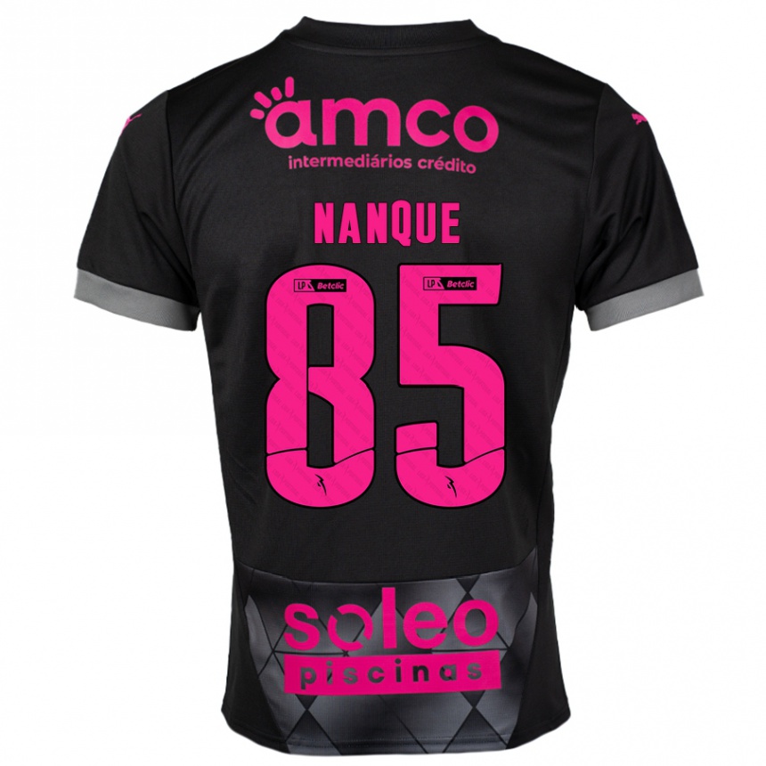 Niño Fútbol Camiseta Edgar Nanque #85 Negro Rosa 2ª Equipación 2024/25 Perú