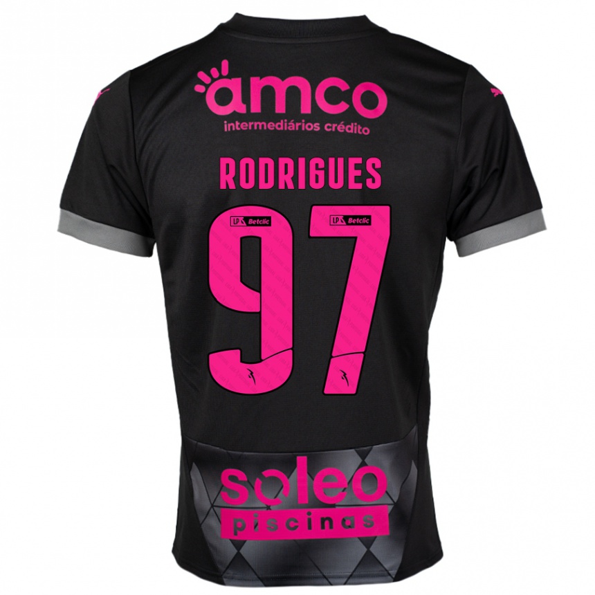 Niño Fútbol Camiseta Dinis Rodrigues #97 Negro Rosa 2ª Equipación 2024/25 Perú