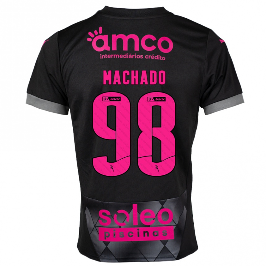 Niño Fútbol Camiseta Gonçalo Machado #98 Negro Rosa 2ª Equipación 2024/25 Perú