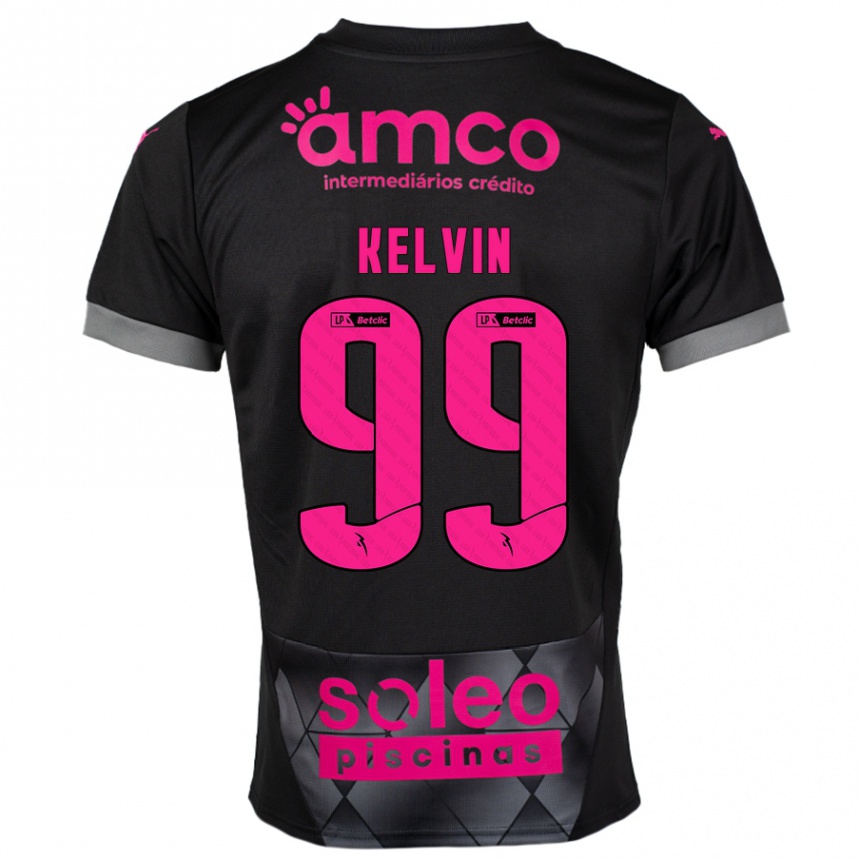 Niño Fútbol Camiseta Kauan Kelvin #99 Negro Rosa 2ª Equipación 2024/25 Perú