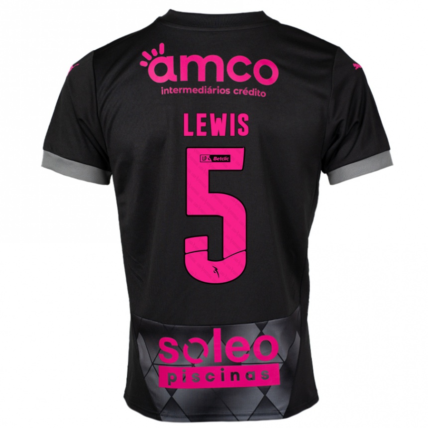 Niño Fútbol Camiseta Leah Lewis #5 Negro Rosa 2ª Equipación 2024/25 Perú