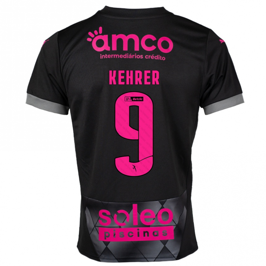 Niño Fútbol Camiseta Caroline Kehrer #9 Negro Rosa 2ª Equipación 2024/25 Perú