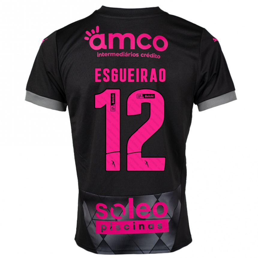 Niño Fútbol Camiseta Íris Esgueirão #12 Negro Rosa 2ª Equipación 2024/25 Perú