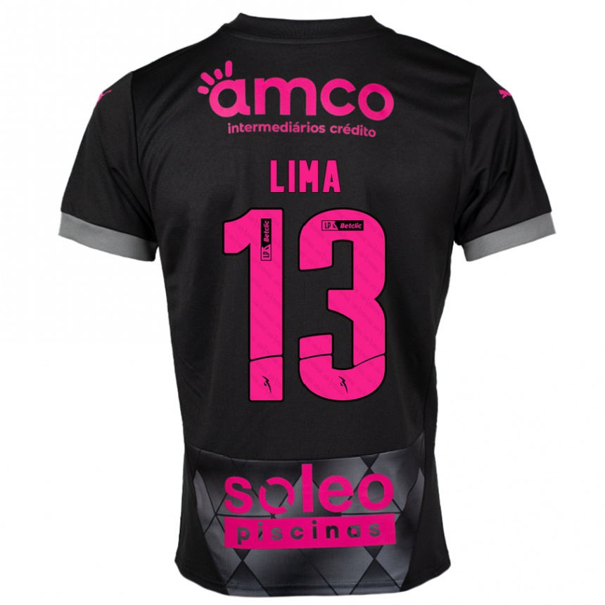 Niño Fútbol Camiseta Aline Lima #13 Negro Rosa 2ª Equipación 2024/25 Perú