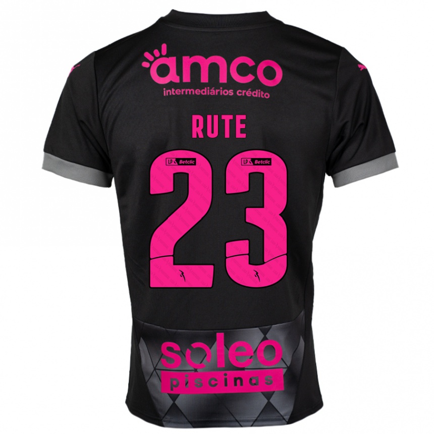 Niño Fútbol Camiseta Ana Rute #23 Negro Rosa 2ª Equipación 2024/25 Perú