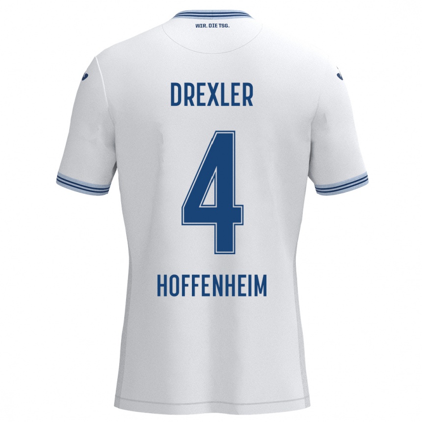 Niño Fútbol Camiseta Tim Drexler #4 Blanco Azul 2ª Equipación 2024/25 Perú