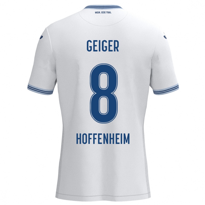 Niño Fútbol Camiseta Dennis Geiger #8 Blanco Azul 2ª Equipación 2024/25 Perú