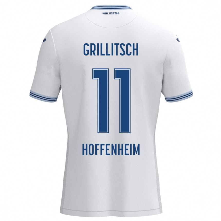 Niño Fútbol Camiseta Florian Grillitsch #11 Blanco Azul 2ª Equipación 2024/25 Perú