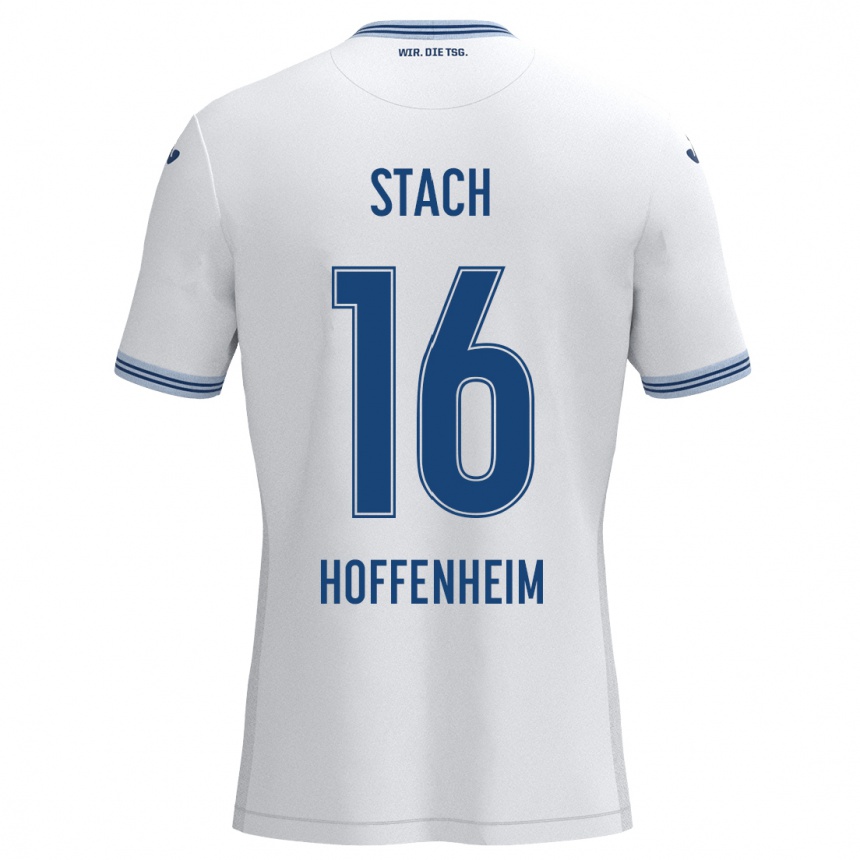 Niño Fútbol Camiseta Anton Stach #16 Blanco Azul 2ª Equipación 2024/25 Perú