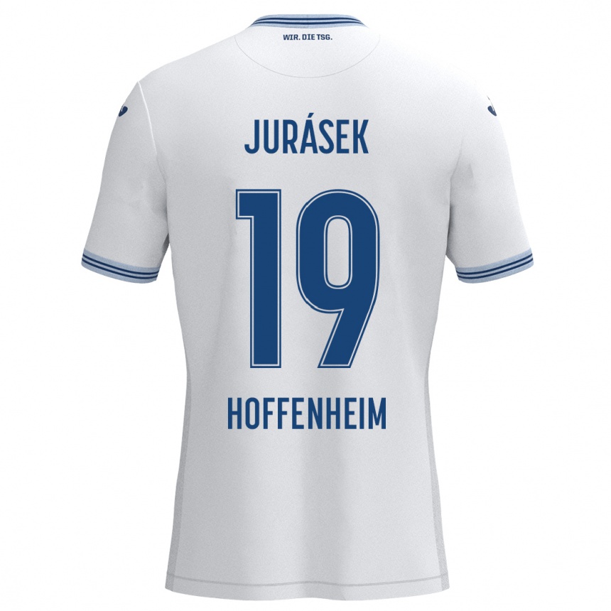 Niño Fútbol Camiseta David Jurásek #19 Blanco Azul 2ª Equipación 2024/25 Perú