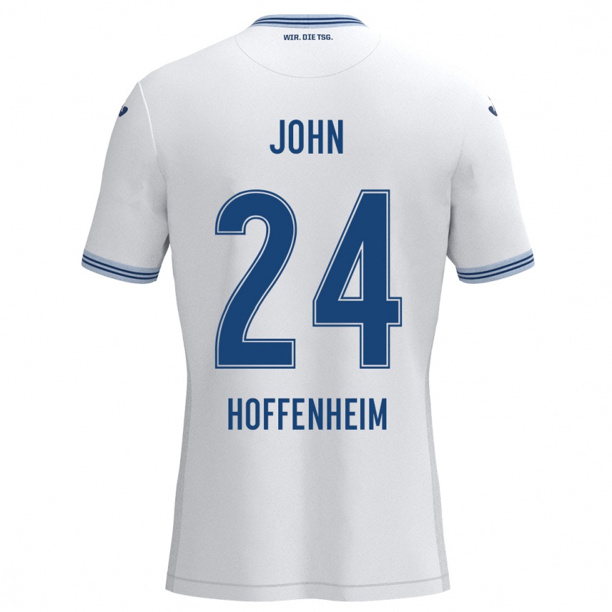 Niño Fútbol Camiseta Marco John #24 Blanco Azul 2ª Equipación 2024/25 Perú