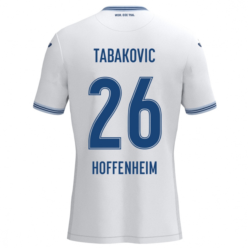 Niño Fútbol Camiseta Haris Tabakovic #26 Blanco Azul 2ª Equipación 2024/25 Perú