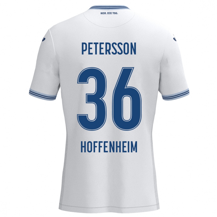 Niño Fútbol Camiseta Lúkas Petersson #36 Blanco Azul 2ª Equipación 2024/25 Perú