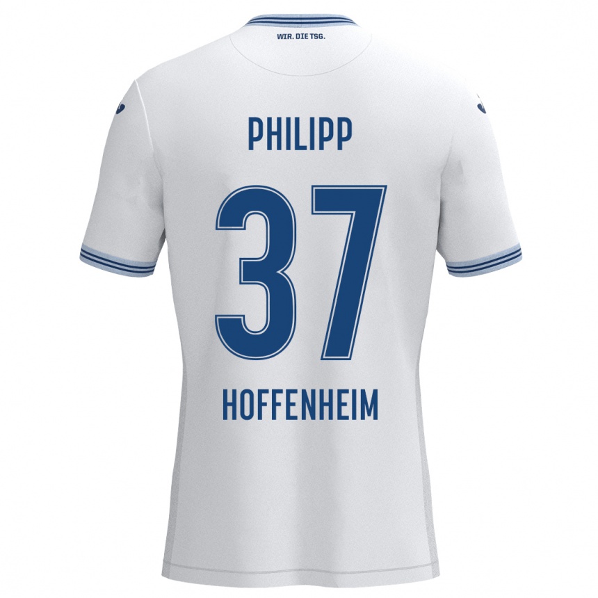 Niño Fútbol Camiseta Luca Philipp #37 Blanco Azul 2ª Equipación 2024/25 Perú