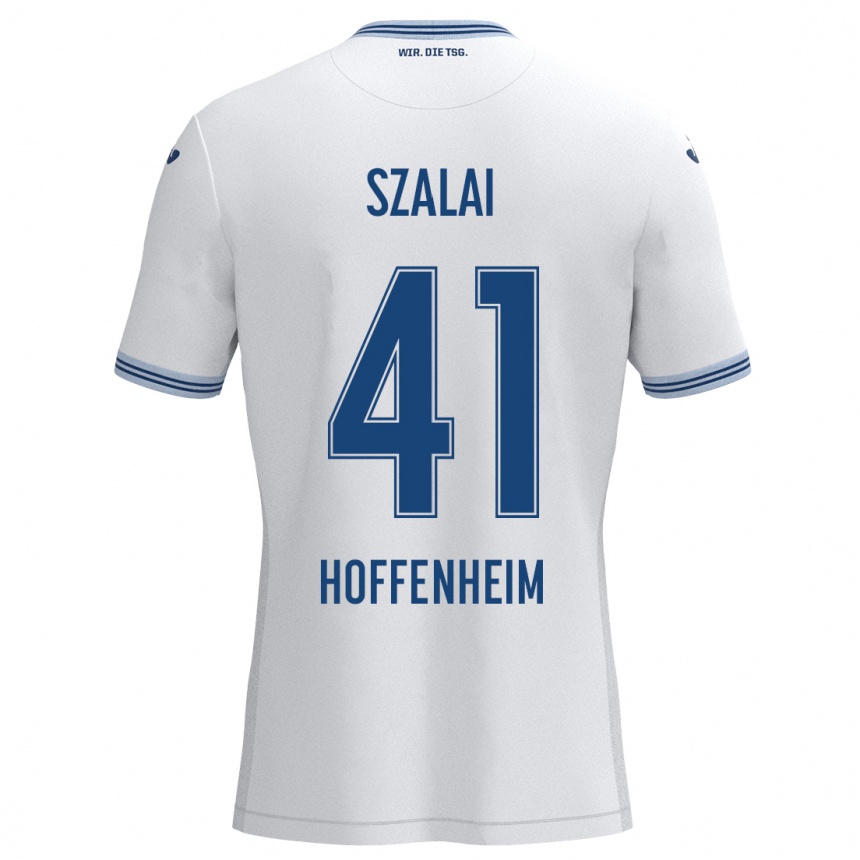 Niño Fútbol Camiseta Attila Szalai #41 Blanco Azul 2ª Equipación 2024/25 Perú