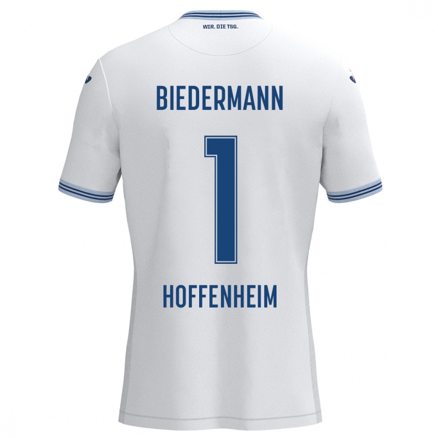 Niño Fútbol Camiseta Nico Biedermann #1 Blanco Azul 2ª Equipación 2024/25 Perú