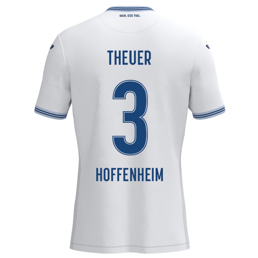 Niño Fútbol Camiseta Maximilian Theuer #3 Blanco Azul 2ª Equipación 2024/25 Perú