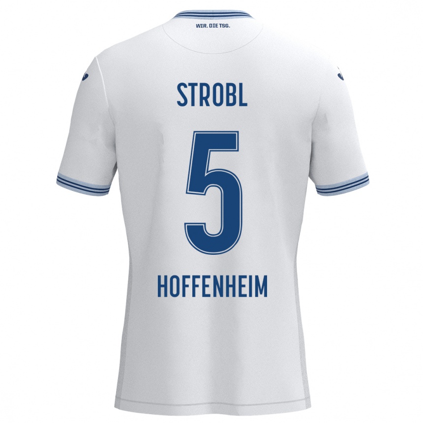 Niño Fútbol Camiseta Lars Strobl #5 Blanco Azul 2ª Equipación 2024/25 Perú