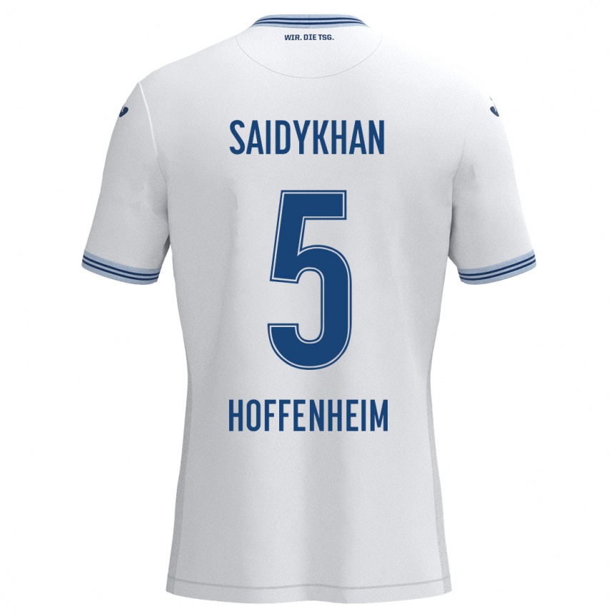 Niño Fútbol Camiseta Ibrahim Saidykhan #5 Blanco Azul 2ª Equipación 2024/25 Perú