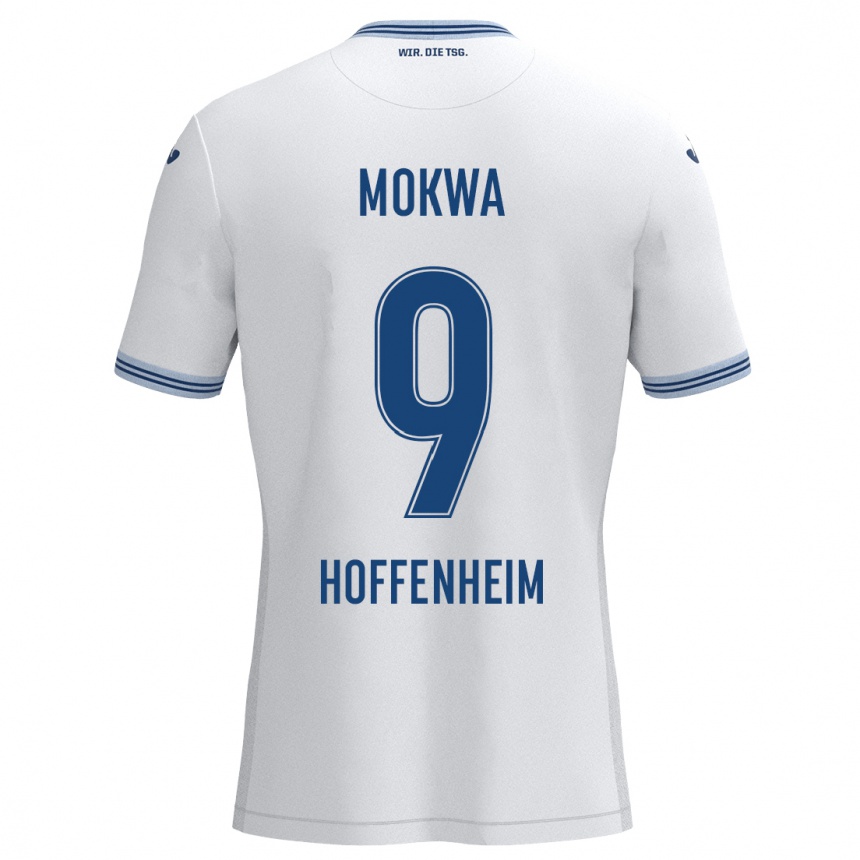 Niño Fútbol Camiseta David Mokwa #9 Blanco Azul 2ª Equipación 2024/25 Perú