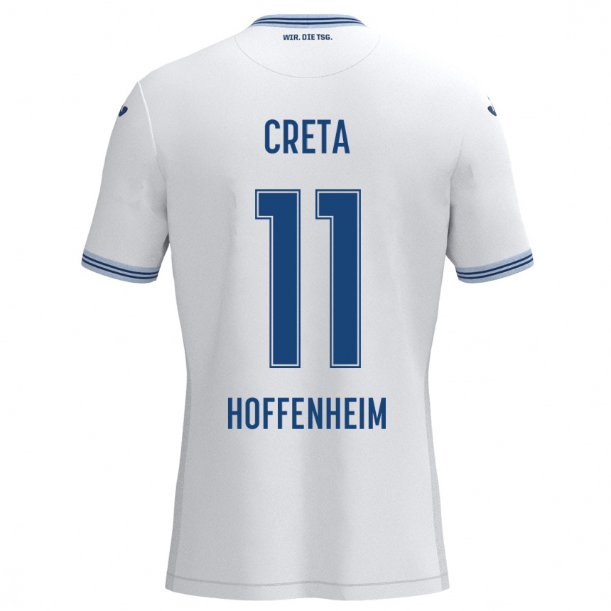 Niño Fútbol Camiseta David Creța #11 Blanco Azul 2ª Equipación 2024/25 Perú