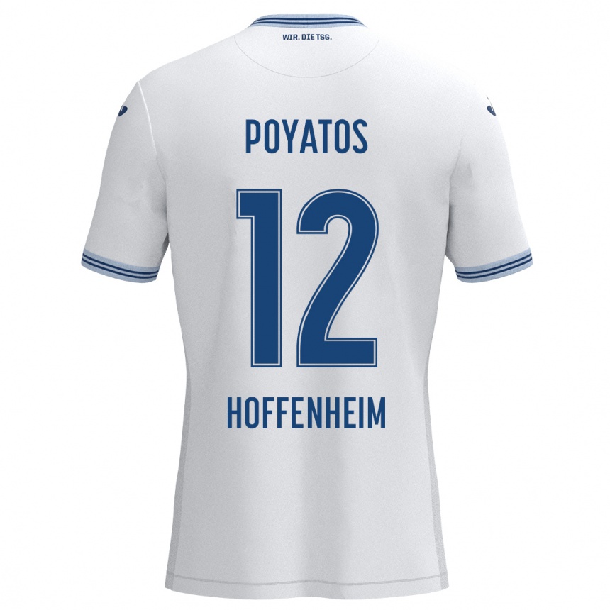 Niño Fútbol Camiseta Miguel Poyatos #12 Blanco Azul 2ª Equipación 2024/25 Perú