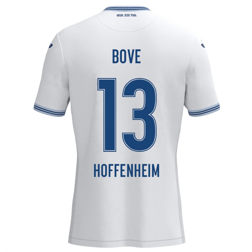 Niño Fútbol Camiseta Nevio Bove #13 Blanco Azul 2ª Equipación 2024/25 Perú