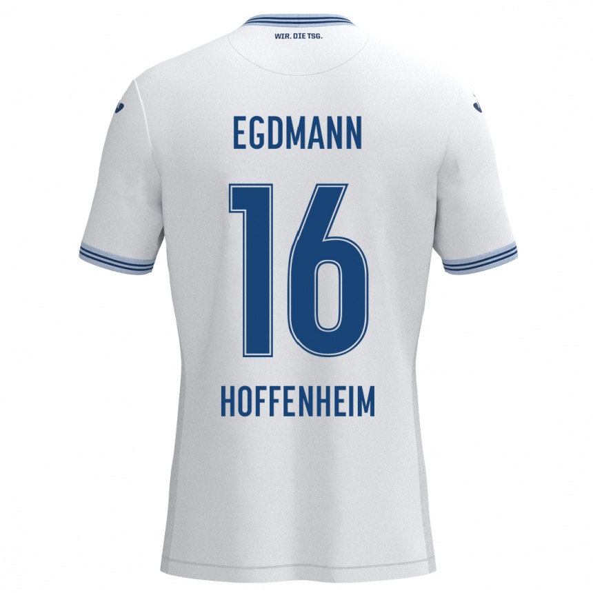 Niño Fútbol Camiseta Mika Egdmann #16 Blanco Azul 2ª Equipación 2024/25 Perú