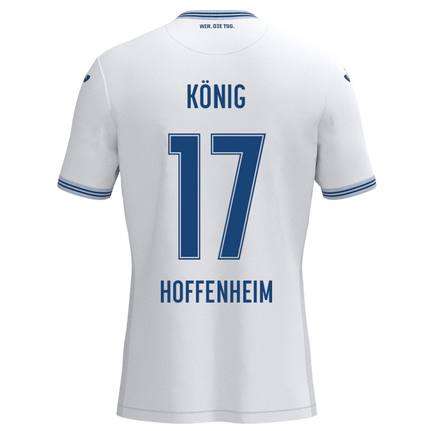 Niño Fútbol Camiseta Noah König #17 Blanco Azul 2ª Equipación 2024/25 Perú