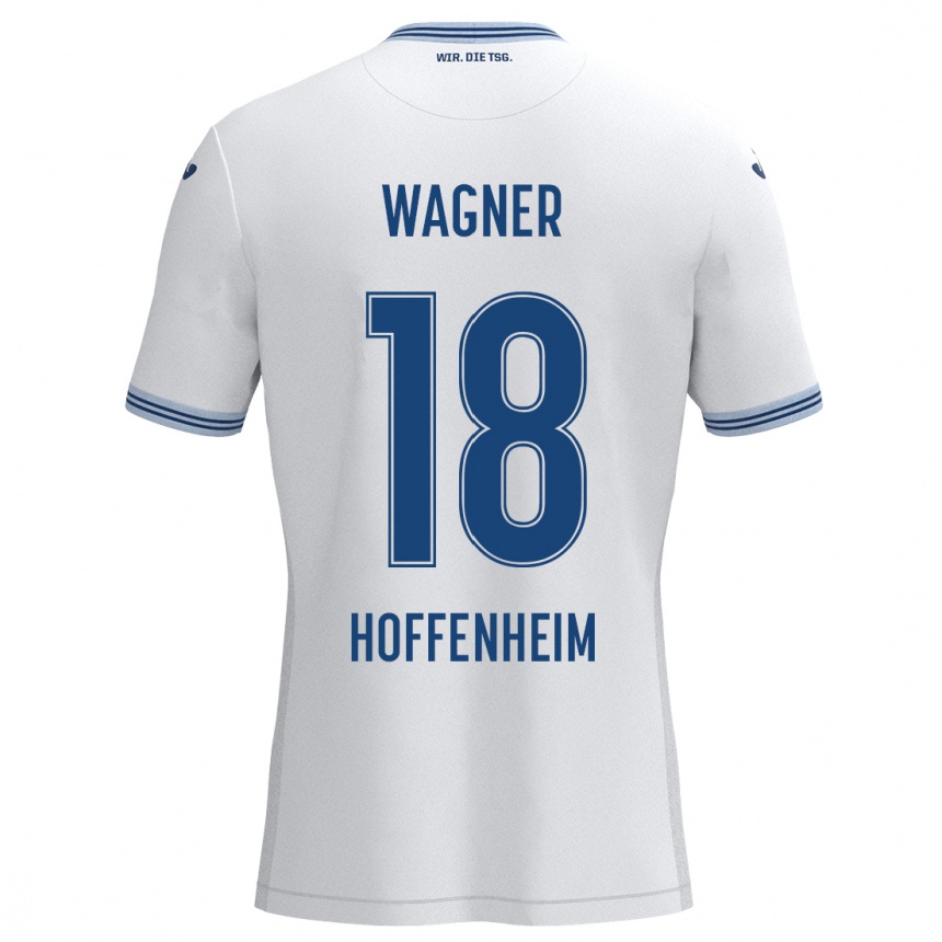 Niño Fútbol Camiseta Ricardo Wagner #18 Blanco Azul 2ª Equipación 2024/25 Perú