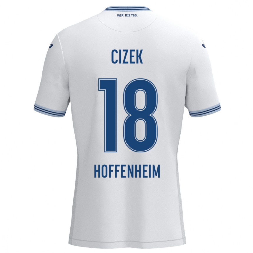 Niño Fútbol Camiseta Krystof Cizek #18 Blanco Azul 2ª Equipación 2024/25 Perú