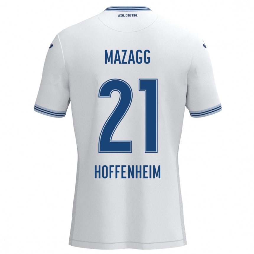 Niño Fútbol Camiseta Lukas Mazagg #21 Blanco Azul 2ª Equipación 2024/25 Perú