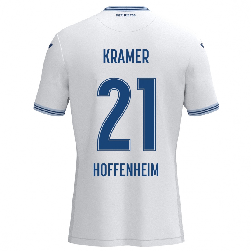 Niño Fútbol Camiseta Emil Kramer #21 Blanco Azul 2ª Equipación 2024/25 Perú