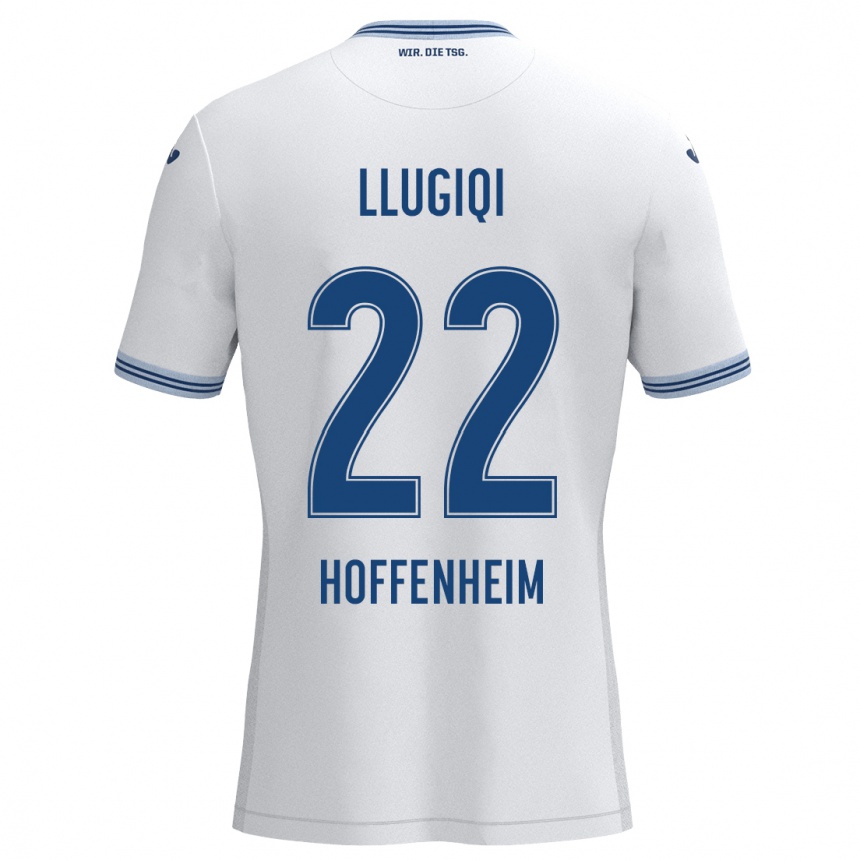 Niño Fútbol Camiseta Arian Llugiqi #22 Blanco Azul 2ª Equipación 2024/25 Perú