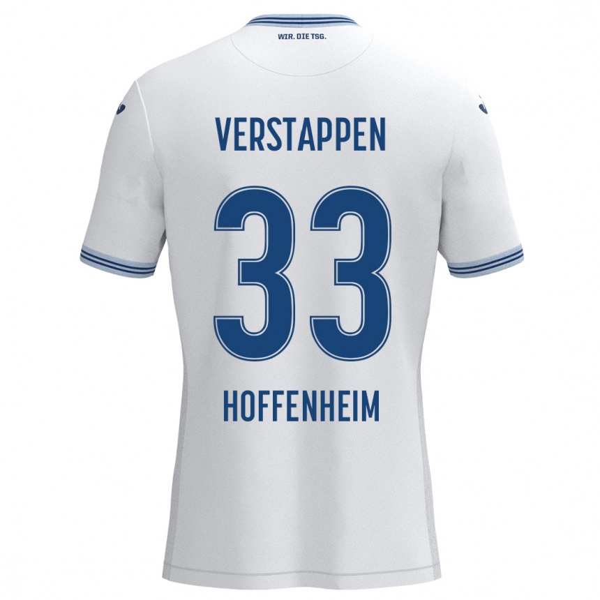 Niño Fútbol Camiseta Eric Verstappen #33 Blanco Azul 2ª Equipación 2024/25 Perú