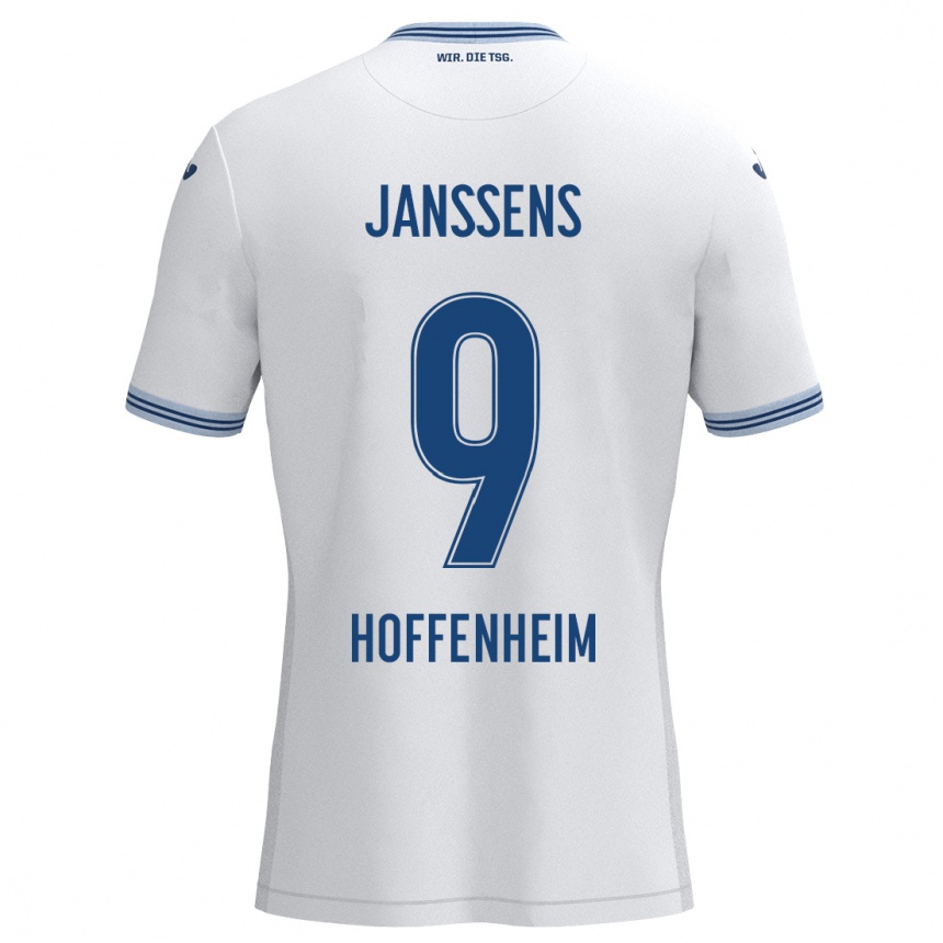 Niño Fútbol Camiseta Jill Janssens #9 Blanco Azul 2ª Equipación 2024/25 Perú