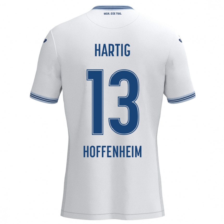 Niño Fútbol Camiseta Isabella Hartig #13 Blanco Azul 2ª Equipación 2024/25 Perú