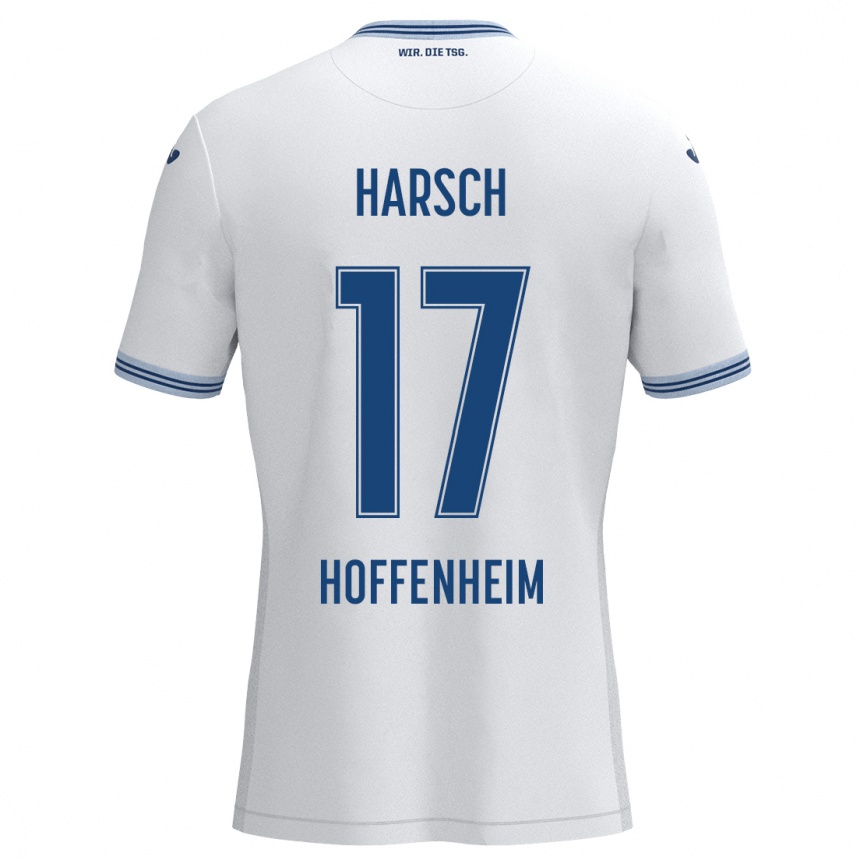 Niño Fútbol Camiseta Franziska Harsch #17 Blanco Azul 2ª Equipación 2024/25 Perú