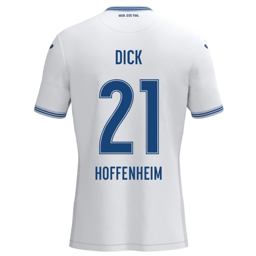 Niño Fútbol Camiseta Laura Dick #21 Blanco Azul 2ª Equipación 2024/25 Perú