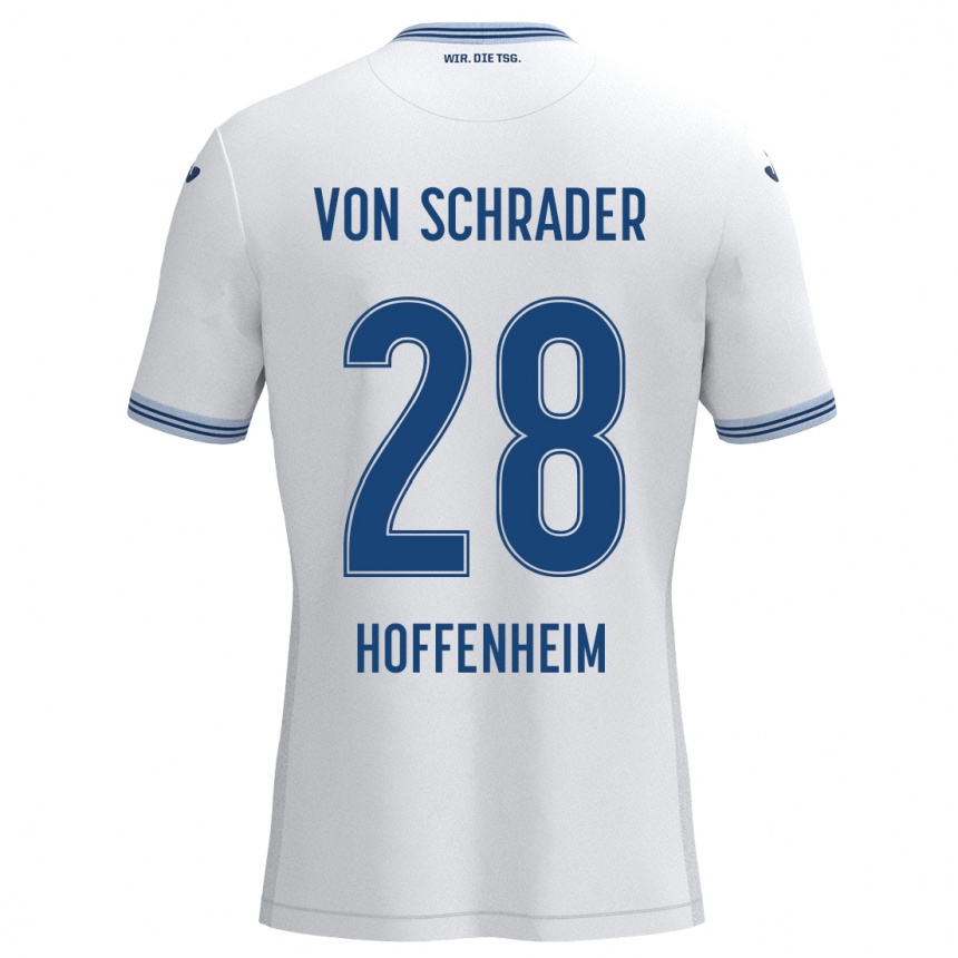 Niño Fútbol Camiseta Lina Von Schrader #28 Blanco Azul 2ª Equipación 2024/25 Perú