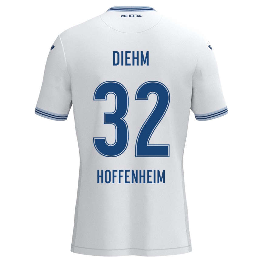 Niño Fútbol Camiseta Vanessa Diehm #32 Blanco Azul 2ª Equipación 2024/25 Perú