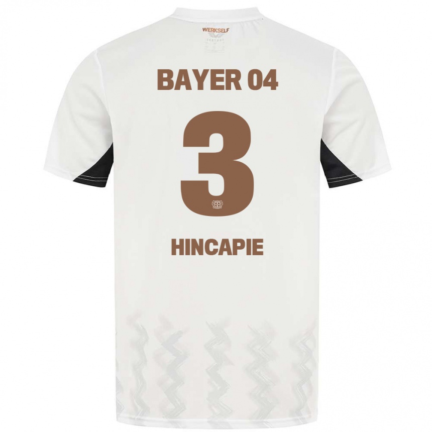 Niño Fútbol Camiseta Piero Hincapié #3 Blanco Negro 2ª Equipación 2024/25 Perú