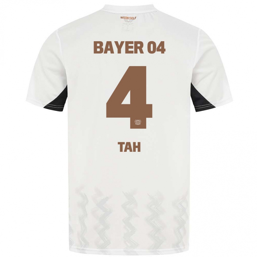 Niño Fútbol Camiseta Jonathan Tah #4 Blanco Negro 2ª Equipación 2024/25 Perú