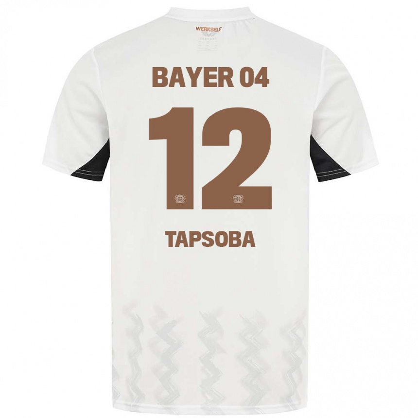 Niño Fútbol Camiseta Edmond Tapsoba #12 Blanco Negro 2ª Equipación 2024/25 Perú