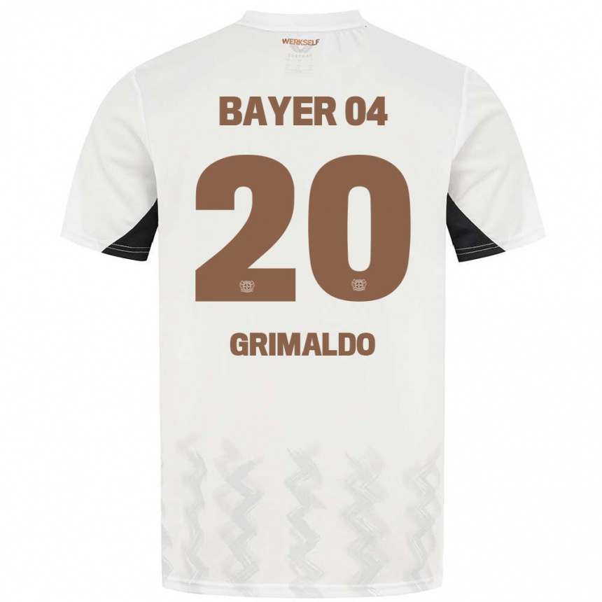 Niño Fútbol Camiseta Alejandro Grimaldo #20 Blanco Negro 2ª Equipación 2024/25 Perú