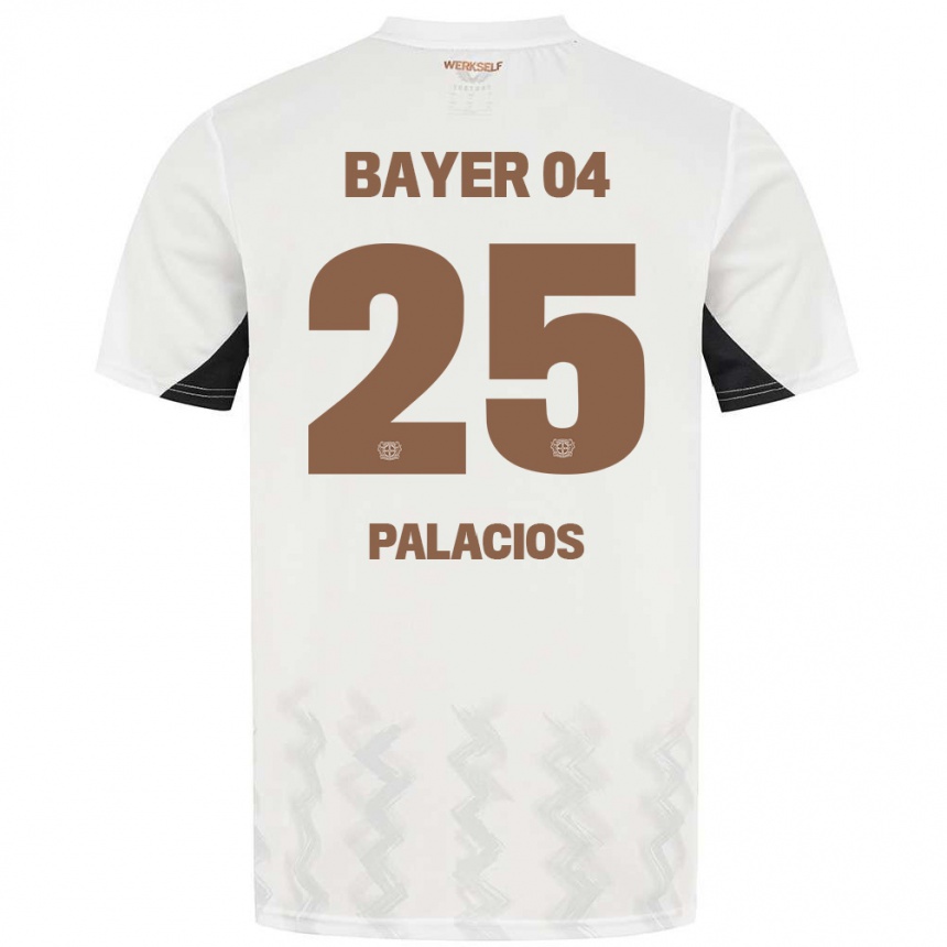 Niño Fútbol Camiseta Exequiel Palacios #25 Blanco Negro 2ª Equipación 2024/25 Perú