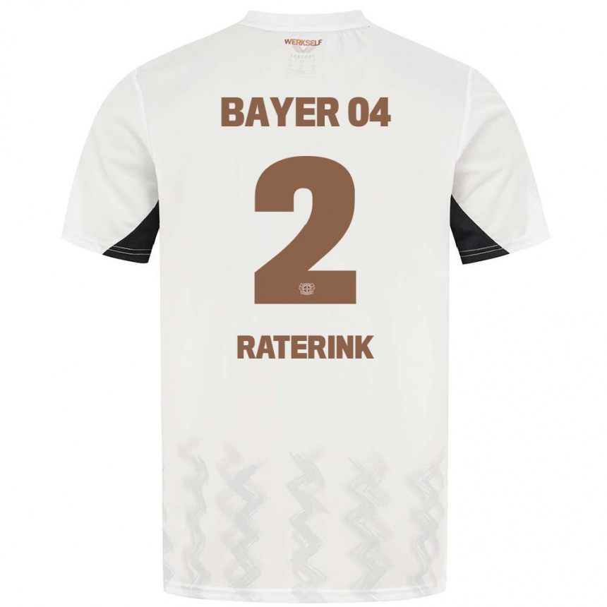 Niño Fútbol Camiseta Othniël Raterink #2 Blanco Negro 2ª Equipación 2024/25 Perú