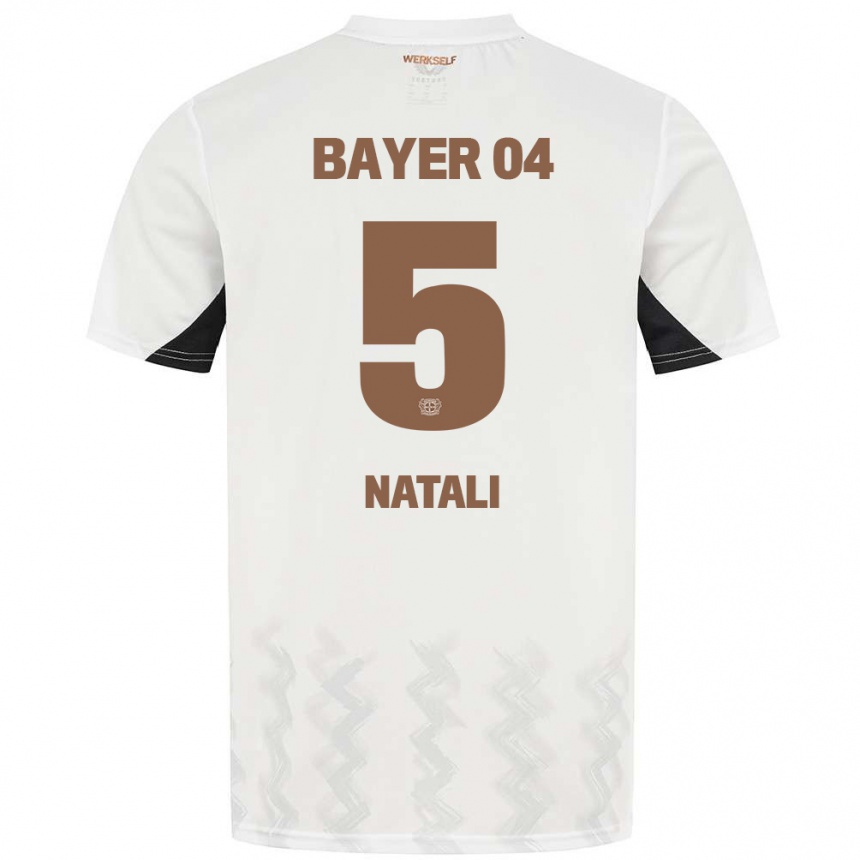 Niño Fútbol Camiseta Andrea Natali #5 Blanco Negro 2ª Equipación 2024/25 Perú