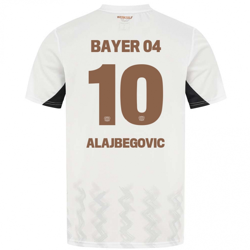 Niño Fútbol Camiseta Kerim Alajbegovic #10 Blanco Negro 2ª Equipación 2024/25 Perú